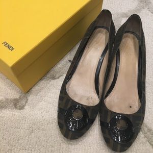Authentic Fendi logo wedges